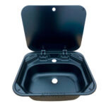 LAVA-LOIÇA PRETO COM TAMPA DE VIDRO (420 X 370 MM)